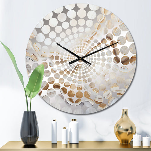 Beige And Gold Stone Geode Scenery Minimalism - Landscapes Metal Wall Clock