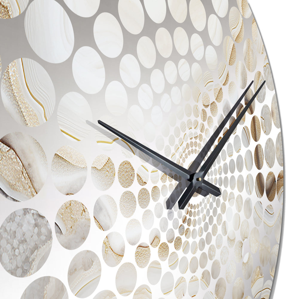 Beige And Gold Stone Geode Scenery Minimalism - Landscapes Metal Wall Clock