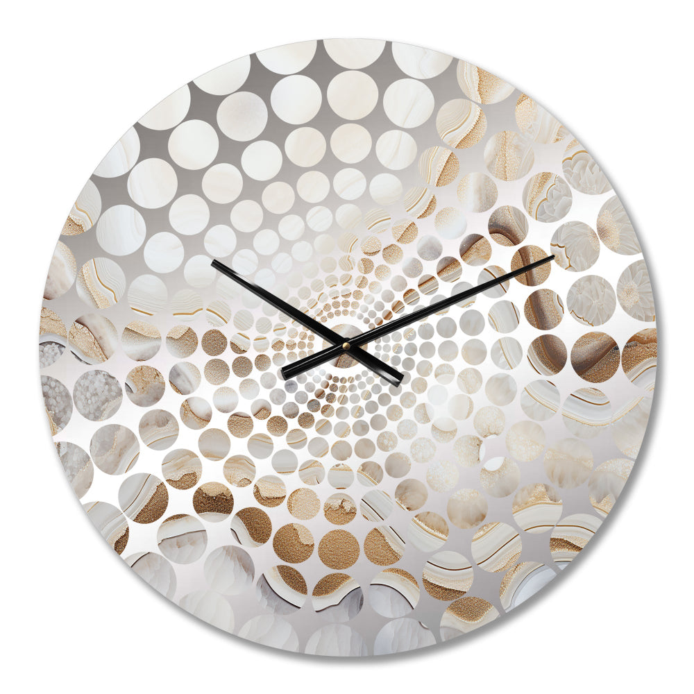 Beige And Gold Stone Geode Scenery Minimalism - Landscapes Metal Wall Clock