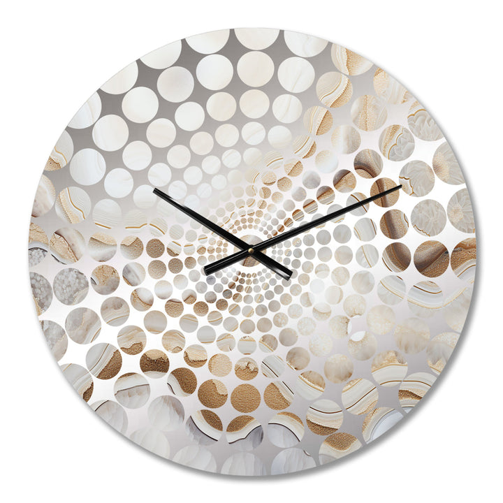 Beige And Gold Stone Geode Scenery Minimalism - Landscapes Metal Wall Clock