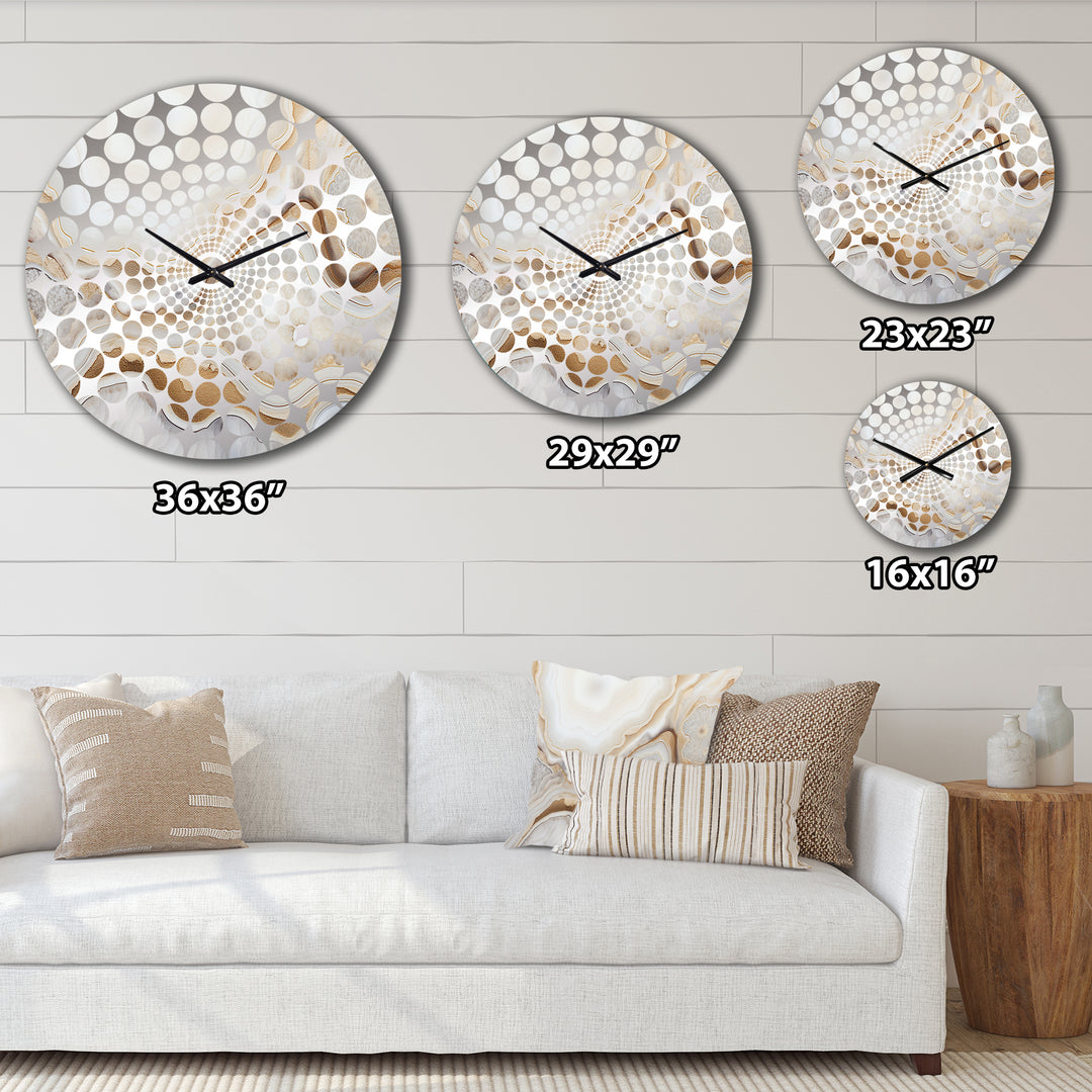 Beige And Gold Stone Geode Scenery Minimalism - Landscapes Metal Wall Clock