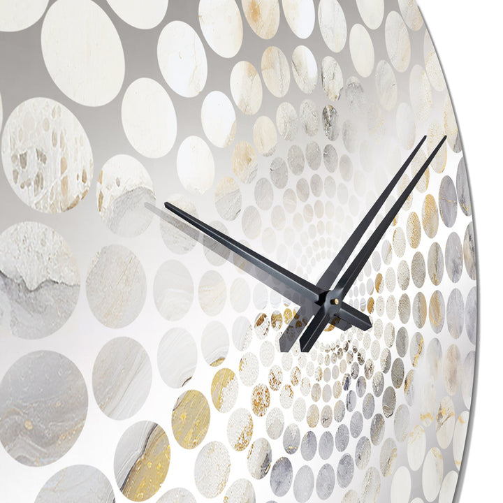 Beige And Gold Stone Geode Scenery Minimalism I - Landscapes Metal Wall Clock