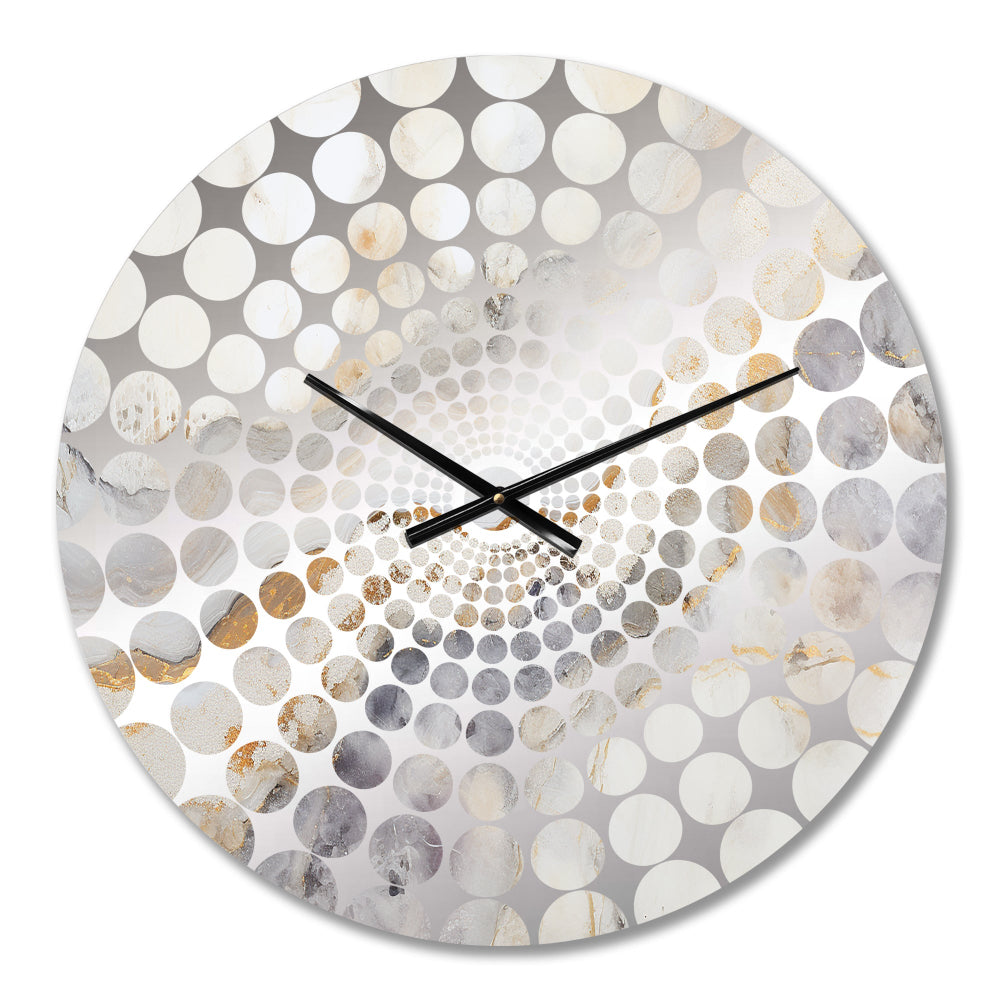 Beige And Gold Stone Geode Scenery Minimalism I - Landscapes Metal Wall Clock