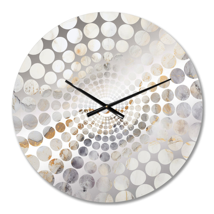 Beige And Gold Stone Geode Scenery Minimalism I - Landscapes Metal Wall Clock