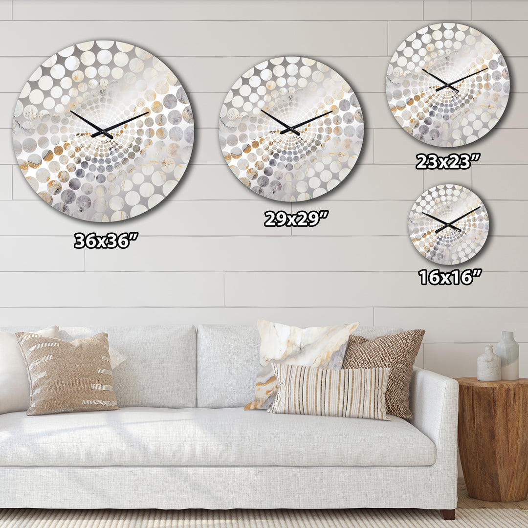 Beige And Gold Stone Geode Scenery Minimalism I - Landscapes Metal Wall Clock