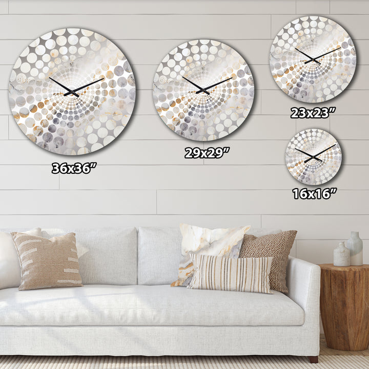 Beige And Gold Stone Geode Scenery Minimalism I - Landscapes Metal Wall Clock