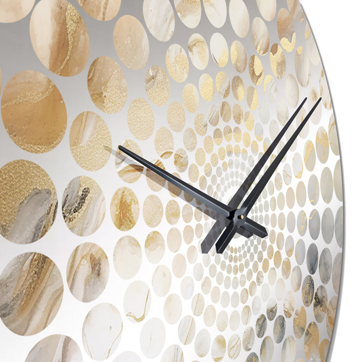 Beige And Gold Stone Geode Scenery Minimalism II - Landscapes Metal Wall Clock