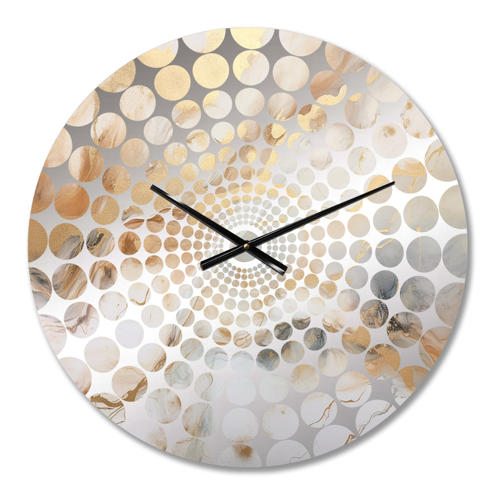 Beige And Gold Stone Geode Scenery Minimalism II - Landscapes Metal Wall Clock