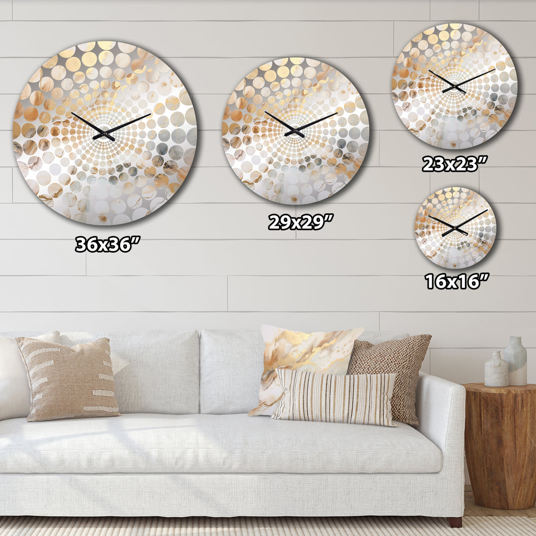 Beige And Gold Stone Geode Scenery Minimalism II - Landscapes Metal Wall Clock