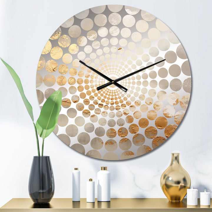Beige And Gold Minimalism Storms - Landscapes Metal Wall Clock