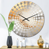 Beige And Gold Minimalism Storms I - Landscapes Metal Wall Clock