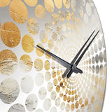 Beige And Gold Minimalism Storms I - Landscapes Metal Wall Clock