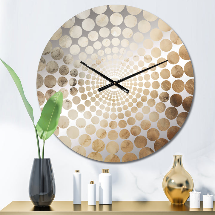 Beige Minimalism Storms I - Landscapes Metal Wall Clock