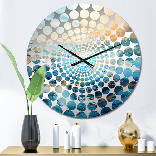 White Blue Storm Liquid Art Charm - Landscapes Metal Wall Clock