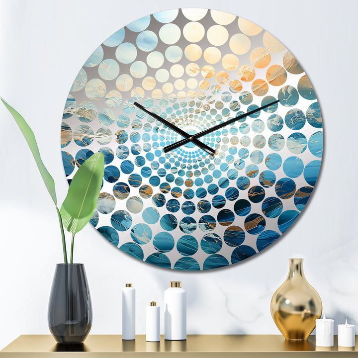 White Blue Storm Liquid Art Charm - Landscapes Metal Wall Clock