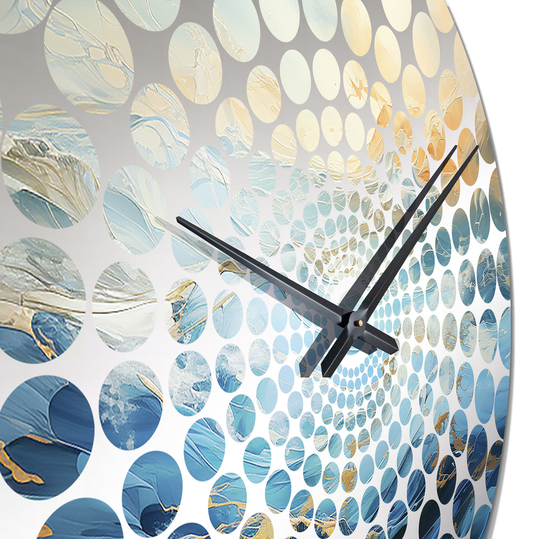 White Blue Storm Liquid Art Charm - Landscapes Metal Wall Clock
