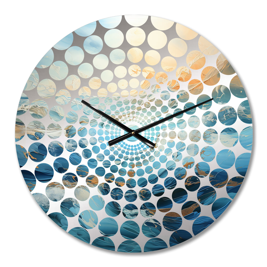 White Blue Storm Liquid Art Charm - Landscapes Metal Wall Clock