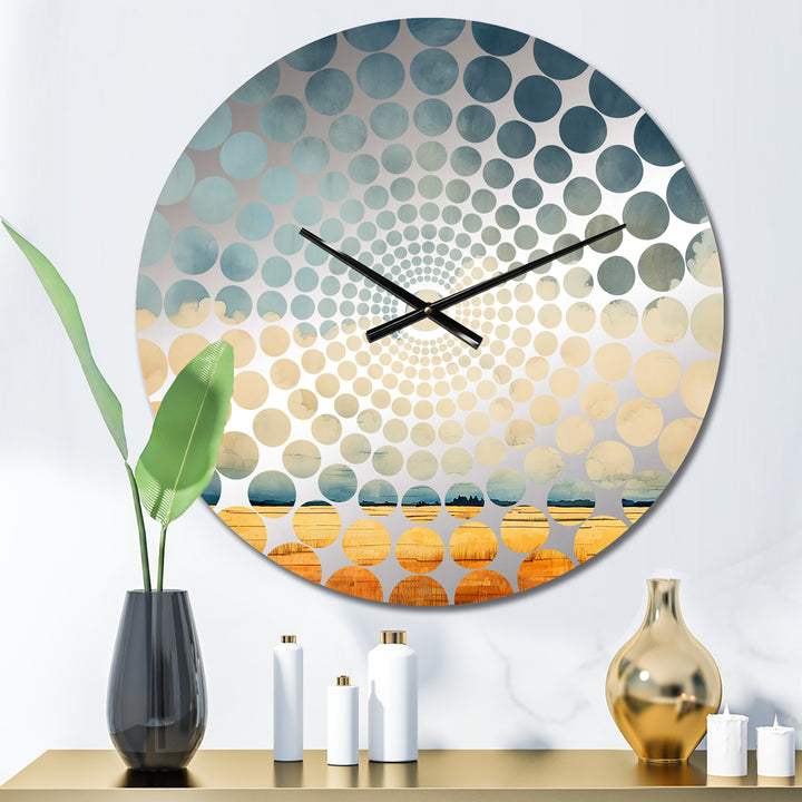 Beige Storm Meadow Charm - Landscapes Metal Wall Clock
