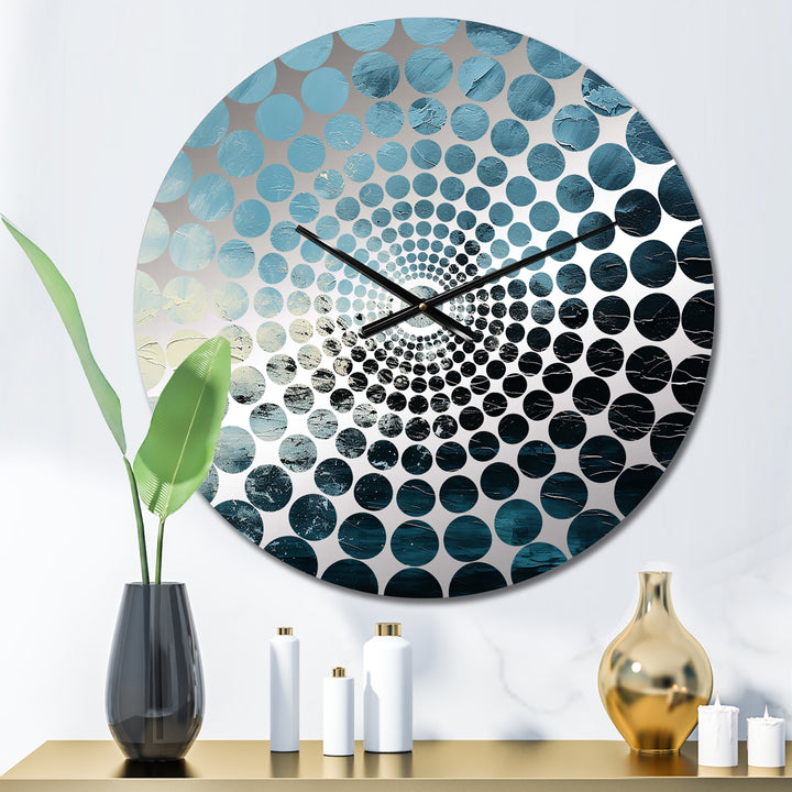 Minimalism Black And Blue Hurricane - Landscapes Metal Wall Clock