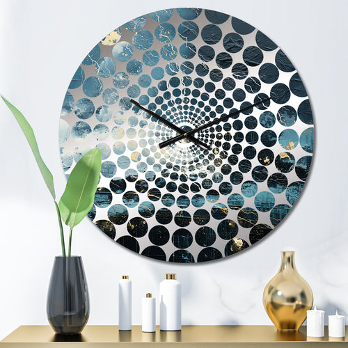 Minimalism Black And Blue Hurricane I - Landscapes Metal Wall Clock