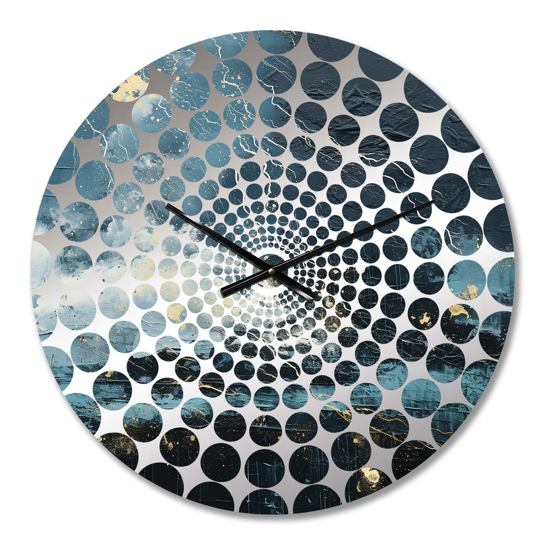 Minimalism Black And Blue Hurricane I - Landscapes Metal Wall Clock