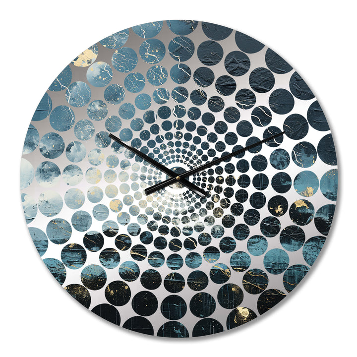 Minimalism Black And Blue Hurricane I - Landscapes Metal Wall Clock