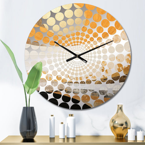 Geometric Golden Beige Sunset Harmony II - Landscapes Metal Wall Clock