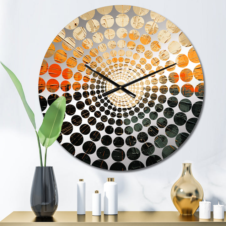 Black And Beige Sunset Reverie - Landscapes Metal Wall Clock
