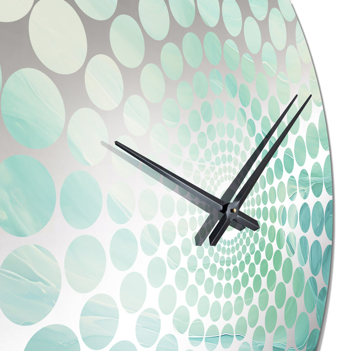 Teal Storm And Wave Expression I - Coastal Metal Wall Clock