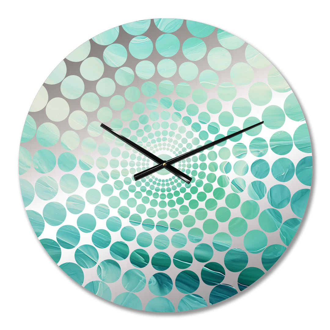 Teal Storm And Wave Expression I - Coastal Metal Wall Clock