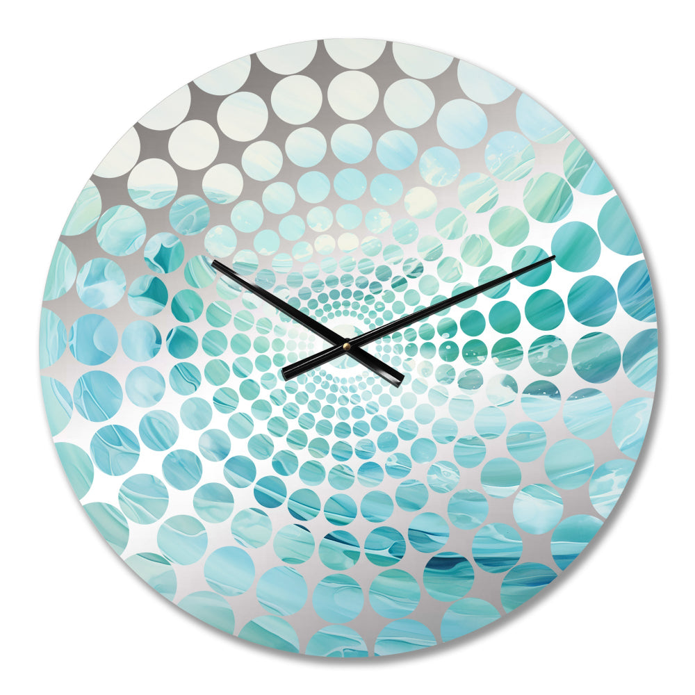 Teal Storm And Wave Expression II - Coastal Metal Wall Clock