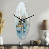 Blue Minimalism Bathroom Toiletries - Asymmetric Metal Wall Clock