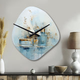 Blue Minimalism Bathroom Toiletries - Asymmetric Metal Wall Clock