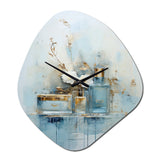 Blue Minimalism Bathroom Toiletries - Asymmetric Metal Wall Clock