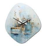 Blue Minimalism Bathroom Toiletries - Asymmetric Metal Wall Clock
