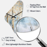 Gold And Blue Treasure Trees Scenery II - Asymmetric Metal Wall Clock