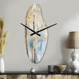 Gold And Blue Treasure Trees Scenery II - Asymmetric Metal Wall Clock