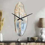 Gold And Blue Treasure Trees Scenery II - Asymmetric Metal Wall Clock