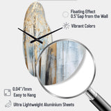 Gold And Blue Treasure Trees Scenery II - Asymmetric Metal Wall Clock