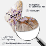 Purple And Gold Adorned Violets Meadow IV - Asymmetric Metal Wall Clock