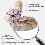 Purple And Gold Adorned Violets Meadow IV - Asymmetric Metal Wall Clock
