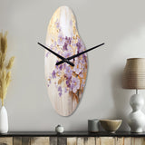 Purple And Gold Adorned Violets Meadow IV - Asymmetric Metal Wall Clock
