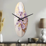 Purple And Gold Adorned Violets Meadow IV - Asymmetric Metal Wall Clock