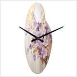 Purple And Gold Adorned Violets Meadow IV - Asymmetric Metal Wall Clock