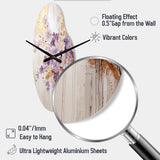 Purple And Gold Adorned Violets Meadow IV - Asymmetric Metal Wall Clock
