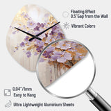Purple And Gold Adorned Violets Meadow IV - Asymmetric Metal Wall Clock