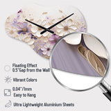 Beige And Purple Adorned Violets I - Asymmetric Metal Wall Clock