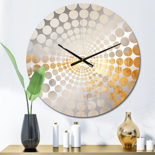 Beige Gold Minimalism Bliss - Abstract Metal Wall Clock