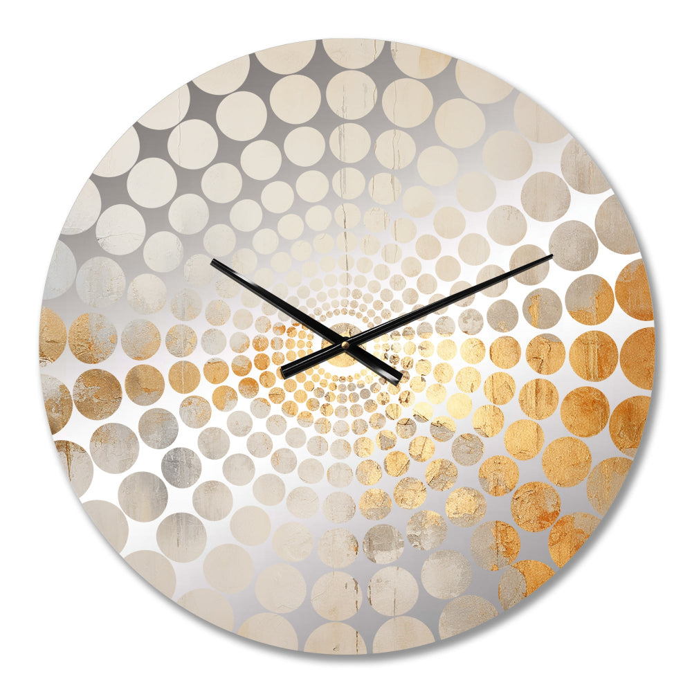Beige Gold Minimalism Bliss - Abstract Metal Wall Clock