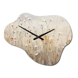 beige Wildflowers Floral Fantasy - Asymmetric Metal Wall Clock